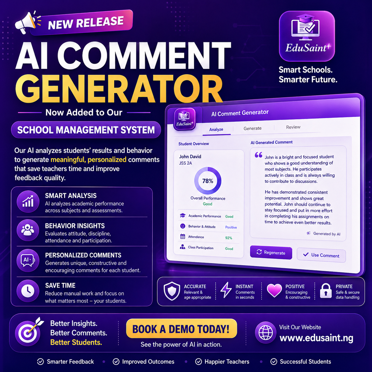 Now Available: AI-Generated Comments in Our School Management System